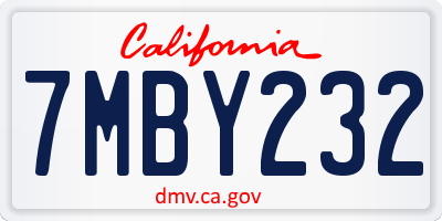 CA license plate 7MBY232