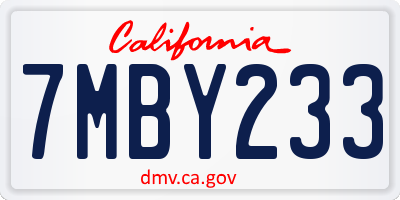 CA license plate 7MBY233