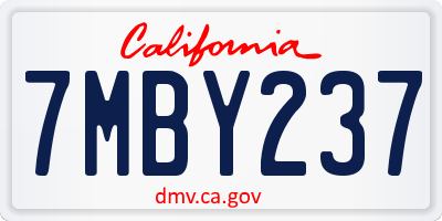 CA license plate 7MBY237