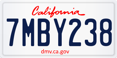 CA license plate 7MBY238
