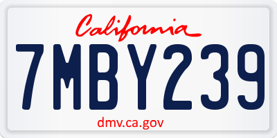 CA license plate 7MBY239
