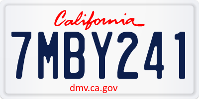 CA license plate 7MBY241