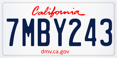 CA license plate 7MBY243