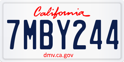 CA license plate 7MBY244