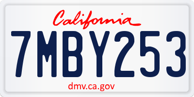 CA license plate 7MBY253