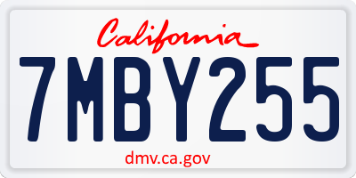 CA license plate 7MBY255