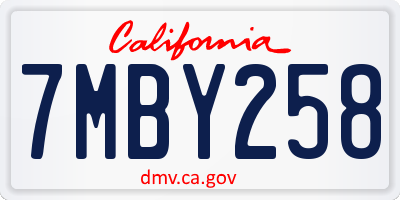 CA license plate 7MBY258