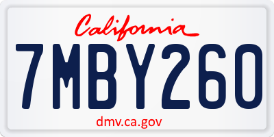 CA license plate 7MBY260