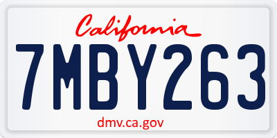 CA license plate 7MBY263