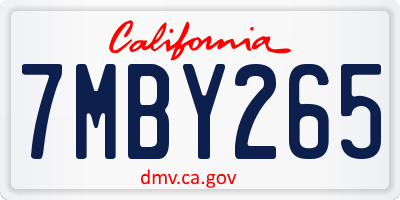 CA license plate 7MBY265