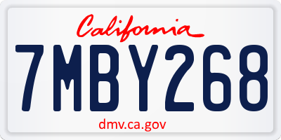 CA license plate 7MBY268