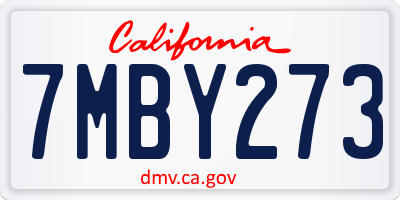 CA license plate 7MBY273