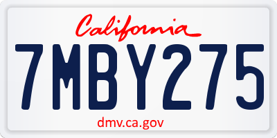 CA license plate 7MBY275
