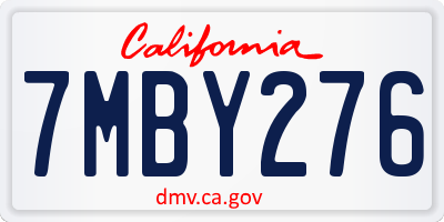 CA license plate 7MBY276
