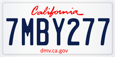 CA license plate 7MBY277