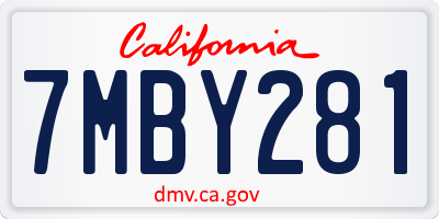 CA license plate 7MBY281