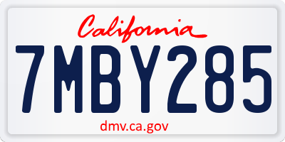 CA license plate 7MBY285