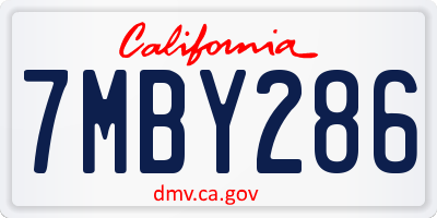 CA license plate 7MBY286