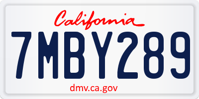CA license plate 7MBY289