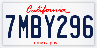 CA license plate 7MBY296