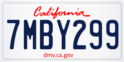CA license plate 7MBY299
