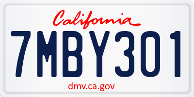 CA license plate 7MBY301