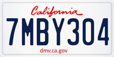 CA license plate 7MBY304