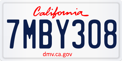 CA license plate 7MBY308