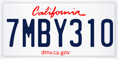 CA license plate 7MBY310