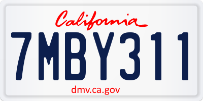 CA license plate 7MBY311