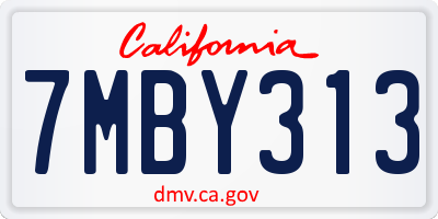 CA license plate 7MBY313
