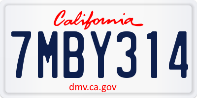 CA license plate 7MBY314