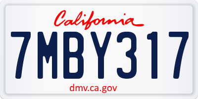 CA license plate 7MBY317