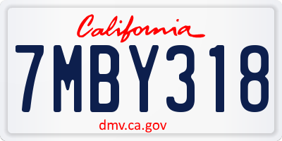 CA license plate 7MBY318