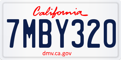 CA license plate 7MBY320