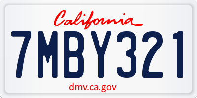 CA license plate 7MBY321