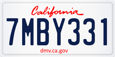CA license plate 7MBY331