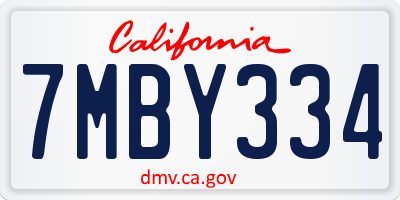 CA license plate 7MBY334