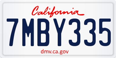 CA license plate 7MBY335