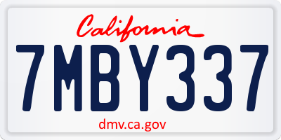 CA license plate 7MBY337