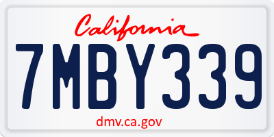 CA license plate 7MBY339