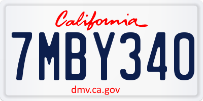 CA license plate 7MBY340