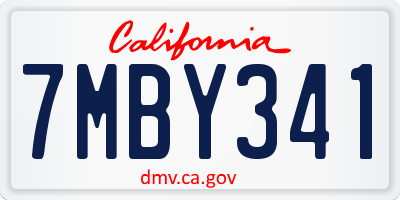 CA license plate 7MBY341