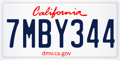 CA license plate 7MBY344