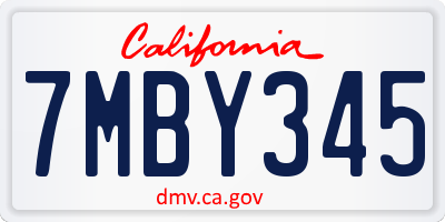 CA license plate 7MBY345