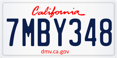 CA license plate 7MBY348