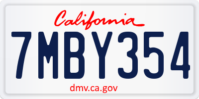 CA license plate 7MBY354