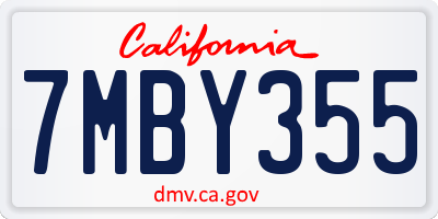 CA license plate 7MBY355