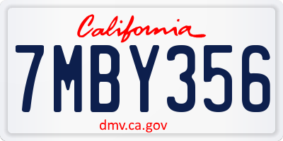 CA license plate 7MBY356