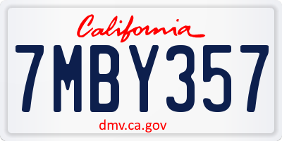 CA license plate 7MBY357